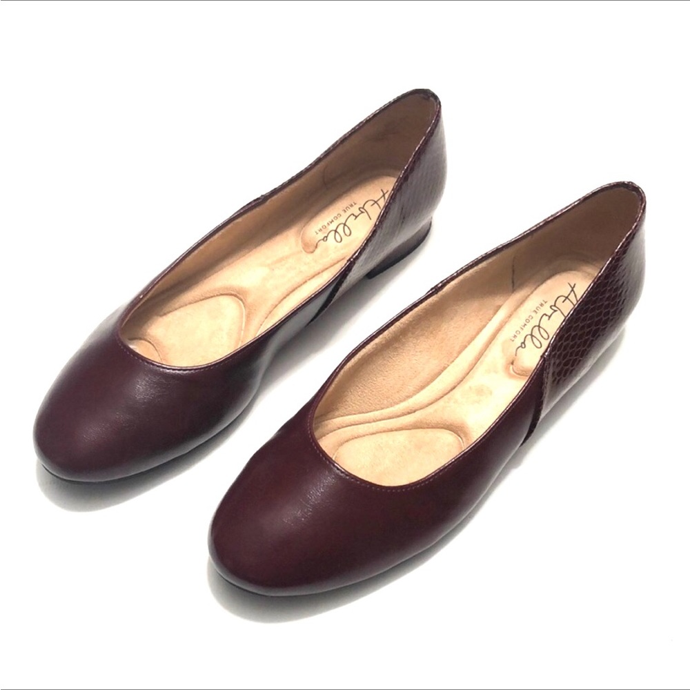Abella Burgundy Round Toe Slip-on Ballet Flats size 8.5